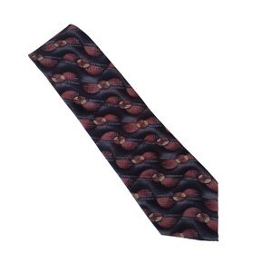 Barrington Made in Usa Silk Vintage Burgundy Black Tan Art Deco Necktie